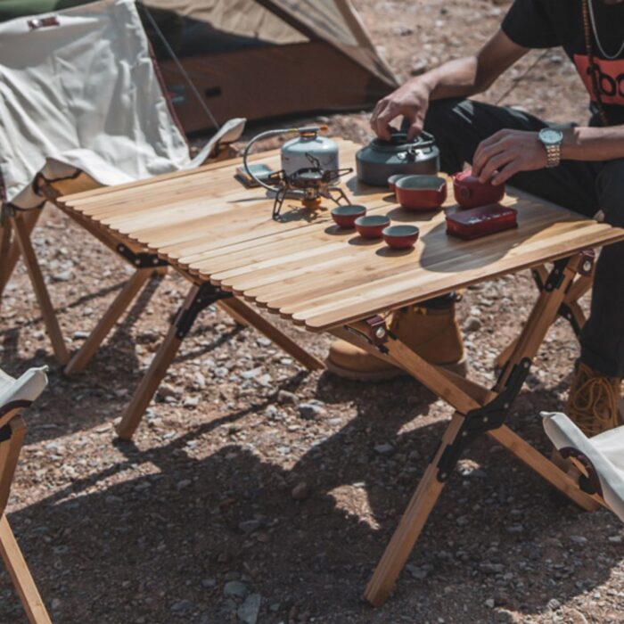 Outdoor Camping Portable Bamboo Folding طاوله خشب البامبو - Image 2